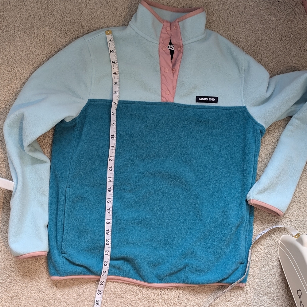 Lands' End retro look, new last winter, fleece aqua, teal, pink, snaps, small - Picture 14 of 15